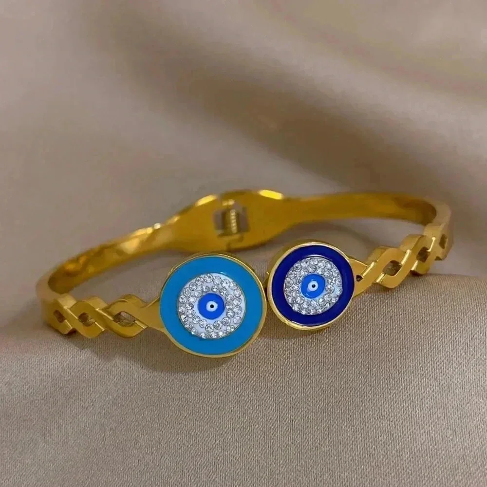 Evil Eye Stainless Steel Bangle Bracelet